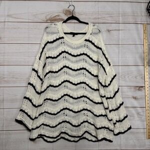 Lane Bryant Oversized Open Knit Sweater Chevron Wide Sleeve Slouchy Boho 26/28